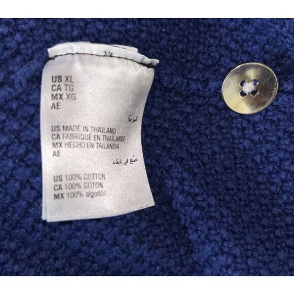 INC Dylan Cardigan Sweater Blue Colorblock Men's Size XL Fisherman Knit Cotton - Picture 8 of 10